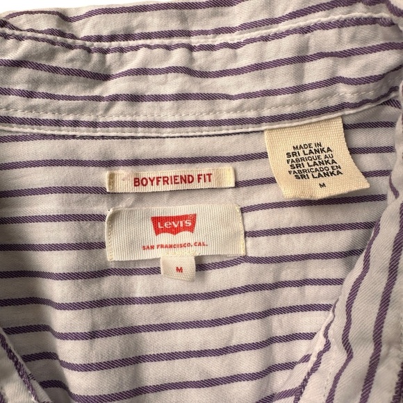 Levi's Womens Boyfriend Fit Purple Striped Long Sleeve ButtonUp Shirt 100 Cotton - Picture 4 of 7